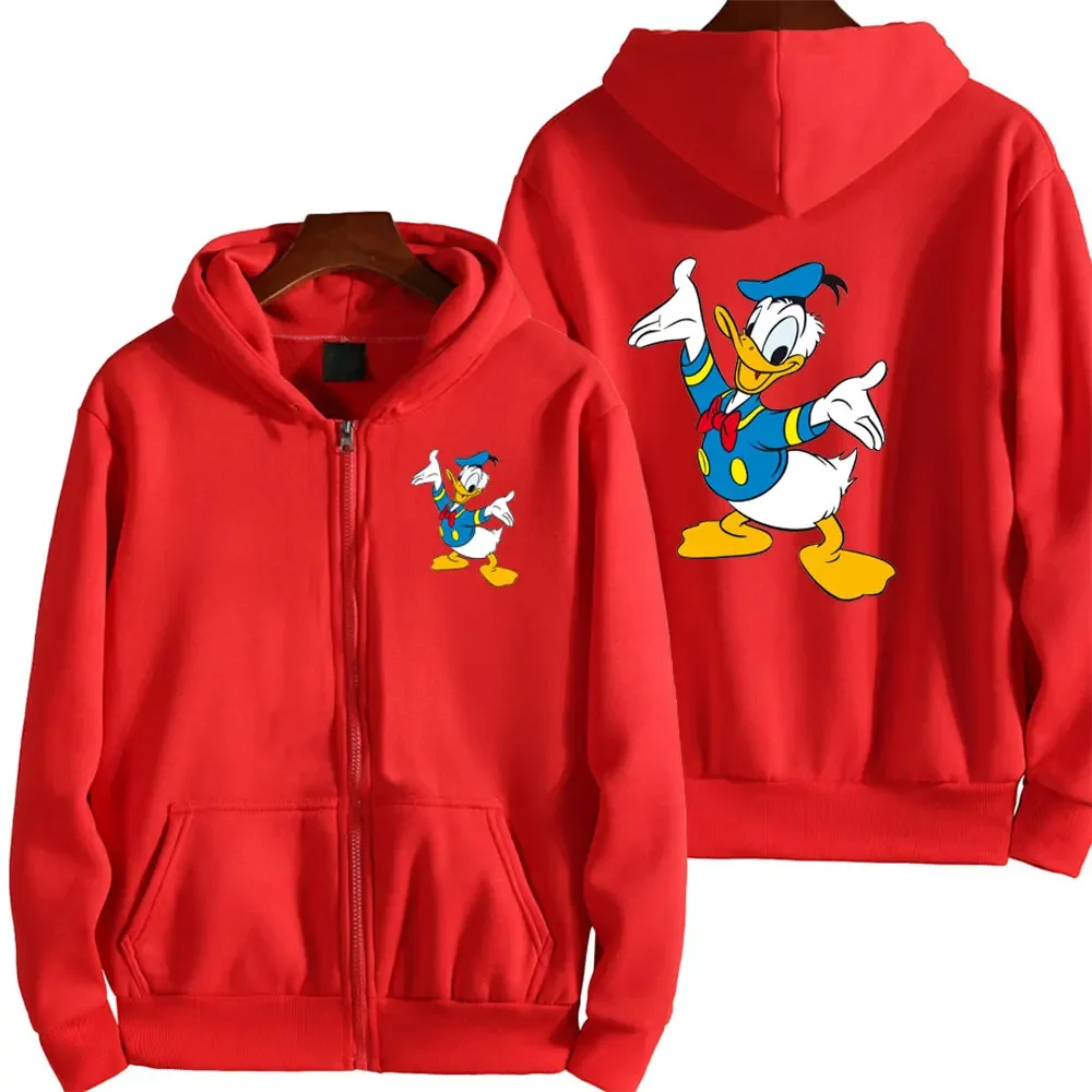 Oversized Hoodies & Sweatshirts Moodwear Disney Donald Duck Winter Zip-Up Hoodies Y2K Apparel Kawaii Streetwear Outerwea