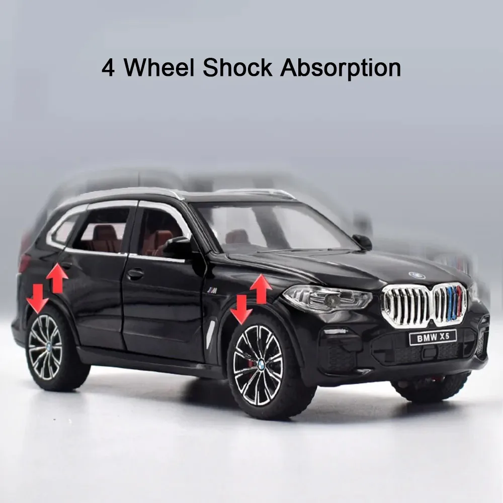 1:24 XM X5 합금 다이캐스트 모델 자동차 장난감 문 열림 소리와 빛 풀백 충격 흡수 시뮬레이션 차량 어린이용