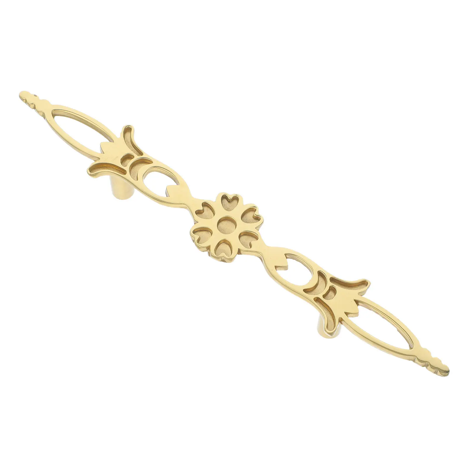 Brass Cabinet Pull Vintage Floral Drawer Handle 6.7 Inch Length Solid Brass Dresser Vanity Nightstand Cupboard Wardrobe Closet