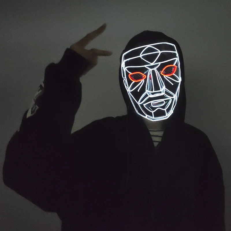 Halloween LED Leuchtmaske, Gruselmaske, Leuchtende EL-Draht-Masken für Festival-Partygeschenke, für Männer, Frauen, Erwachsene – Detail 2