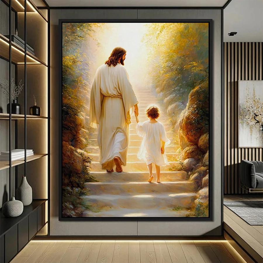 New 5D Diamond Painting Kit New Religion Christ Jesus and Children Diamond diy Embroidery Mosaic Adult Decoration Home Gift
