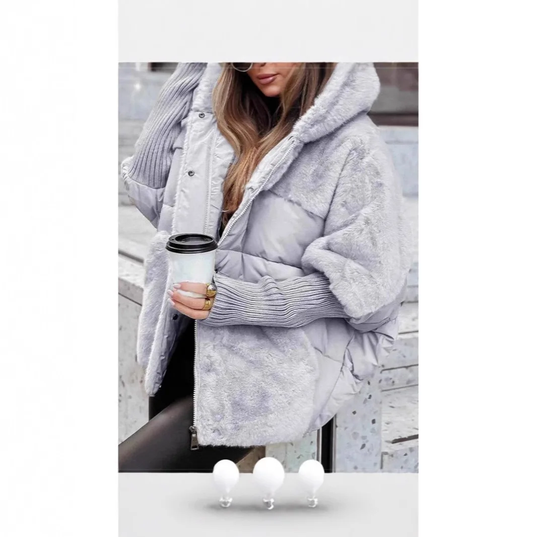 New Cappotto Donna Bovenkleding Winter Warm Cotton Jacket Women Versatile Hooded Plush Button Single Breasted Solid Color Jacket