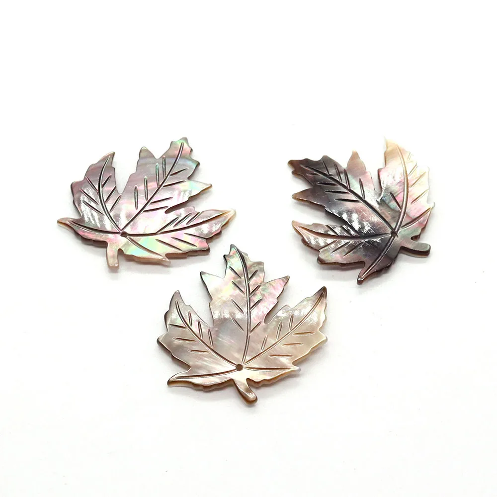 Natural Black Shell Beads Charms Mother of Pearl Shell Maple Leaf Pendants for Jewelry Making Necklace DIY Earrings Decoration view 6