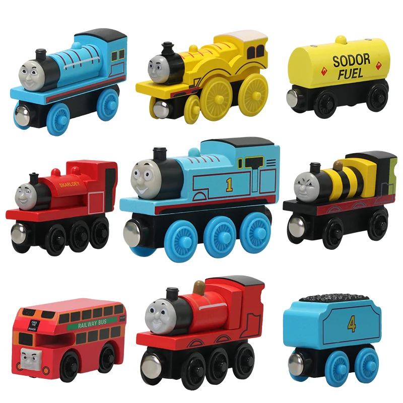 Tren magnético de madera de Thomas y sus amigos para niños, Molley, Diesel, Olivia, Oliver Edward, modelo de tren, juguetes para niños, regalos de