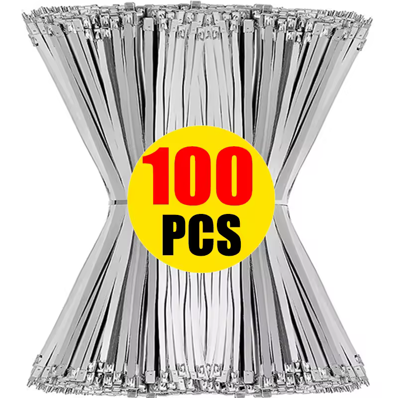 Attaches de câble en acier inoxydable, 20/100 pièces, attaches à fermeture éclair en métal pour enveloppe d'échappement, anneau de fixation autobloquant polyvalent et robuste