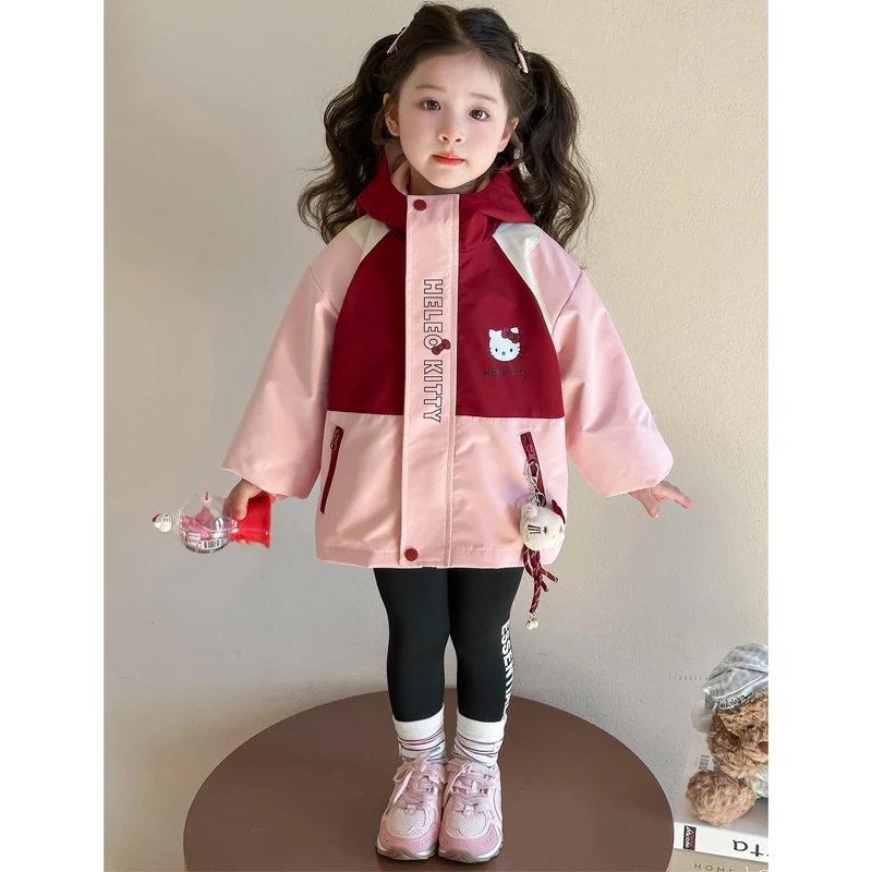 

Sanrio Kid Hello Kitty Plush Outdoor Jackets Cartoon Thickened Cotton-Padded Clothes Anime Autumn Winter Parka Cute Girl Gift