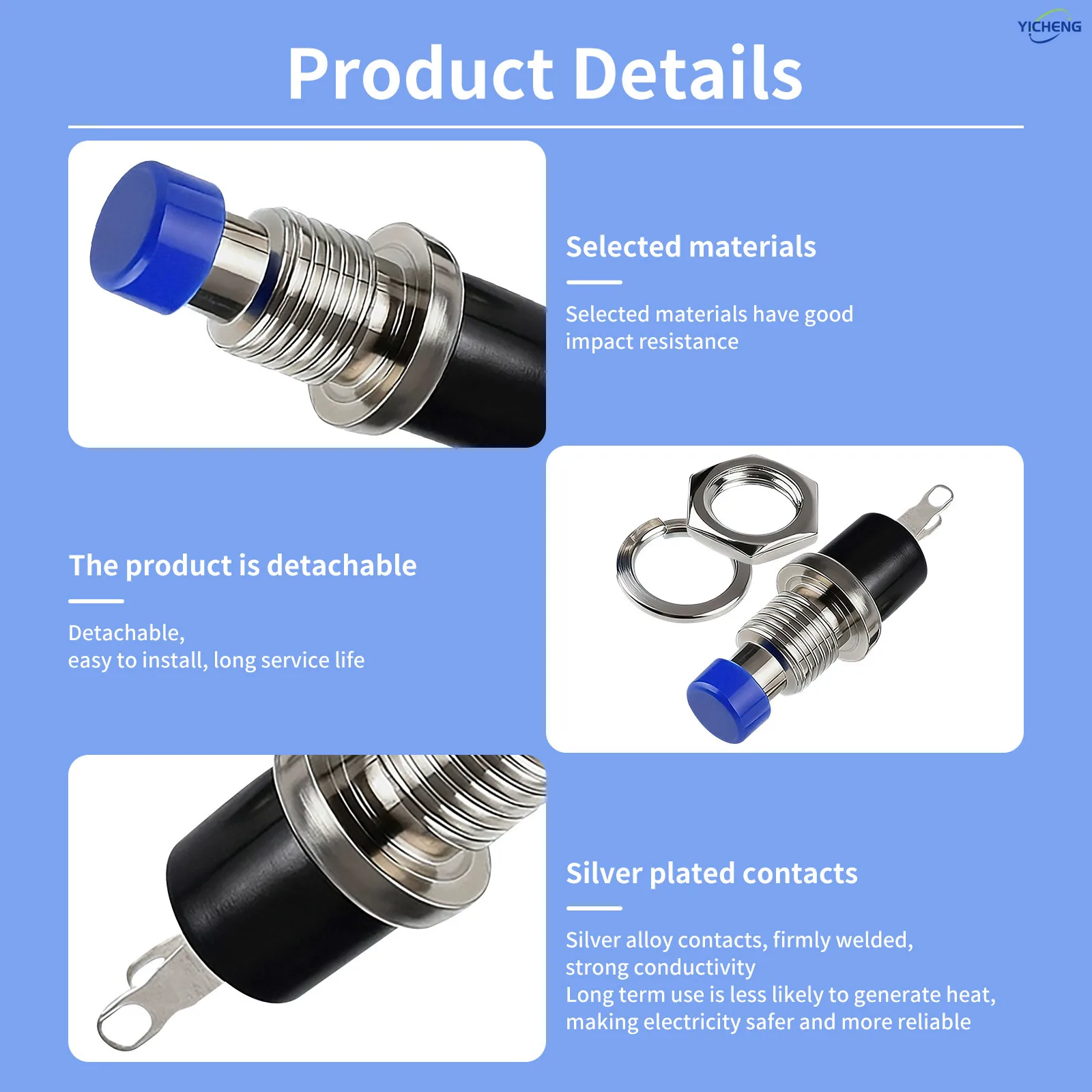 12 قطعة زر بدون مفتاح قفل 7 مم مصغر، NC - اضغط للإغلاق/NO - اضغط للفتح، كابل ملحوم 150 مم، اختر، طول قابل للتخصيص.