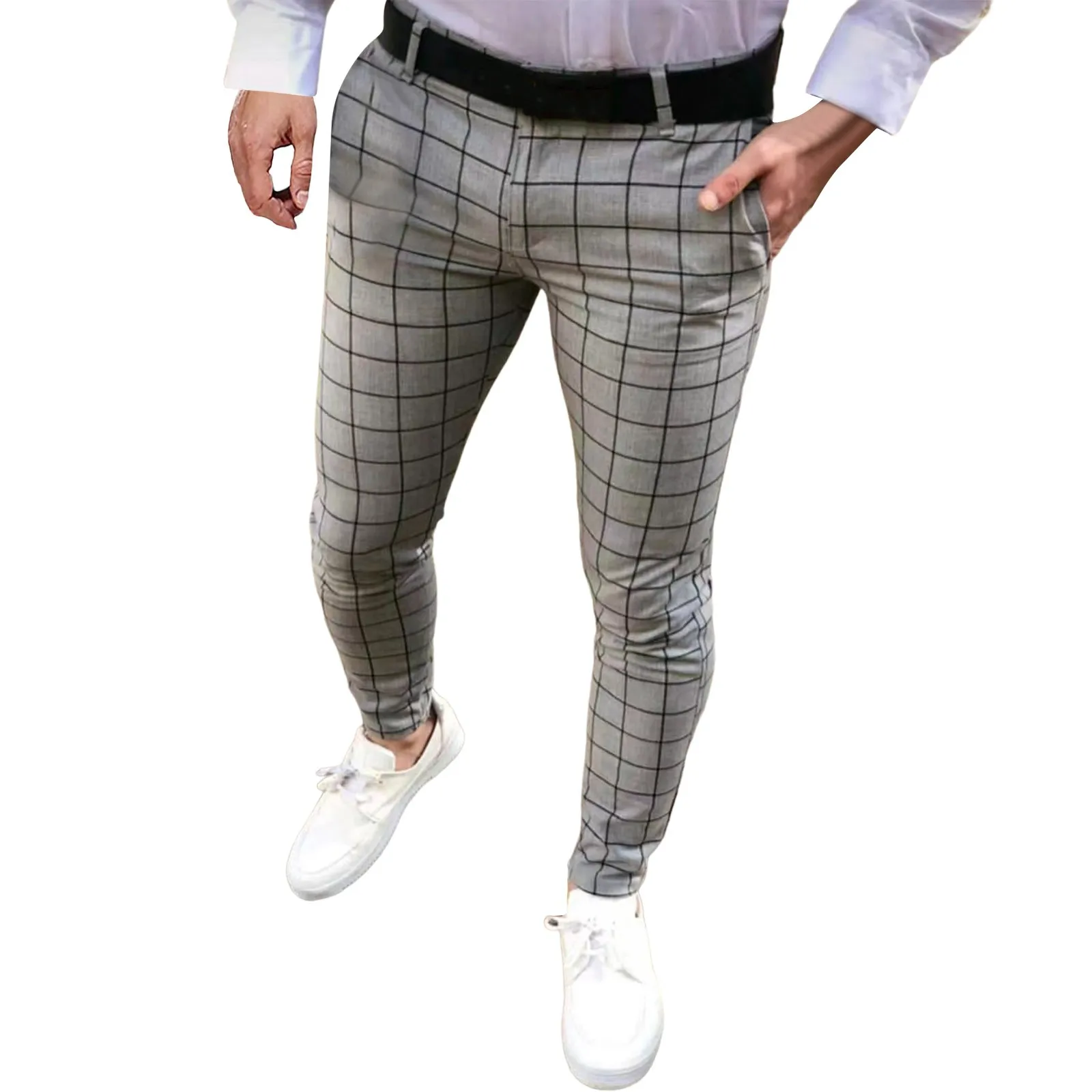 2024 Men\'s Pants Korean Version Slim Men Plaid Casual Trousers Street Teenagers Male Four Seasons High-quality Formal Suit Pants