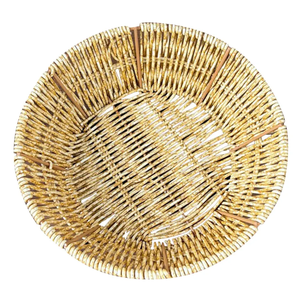 

Woven Basket Snack Storage Bread Tray Flower Vine Plastic Tabletop Food Serving