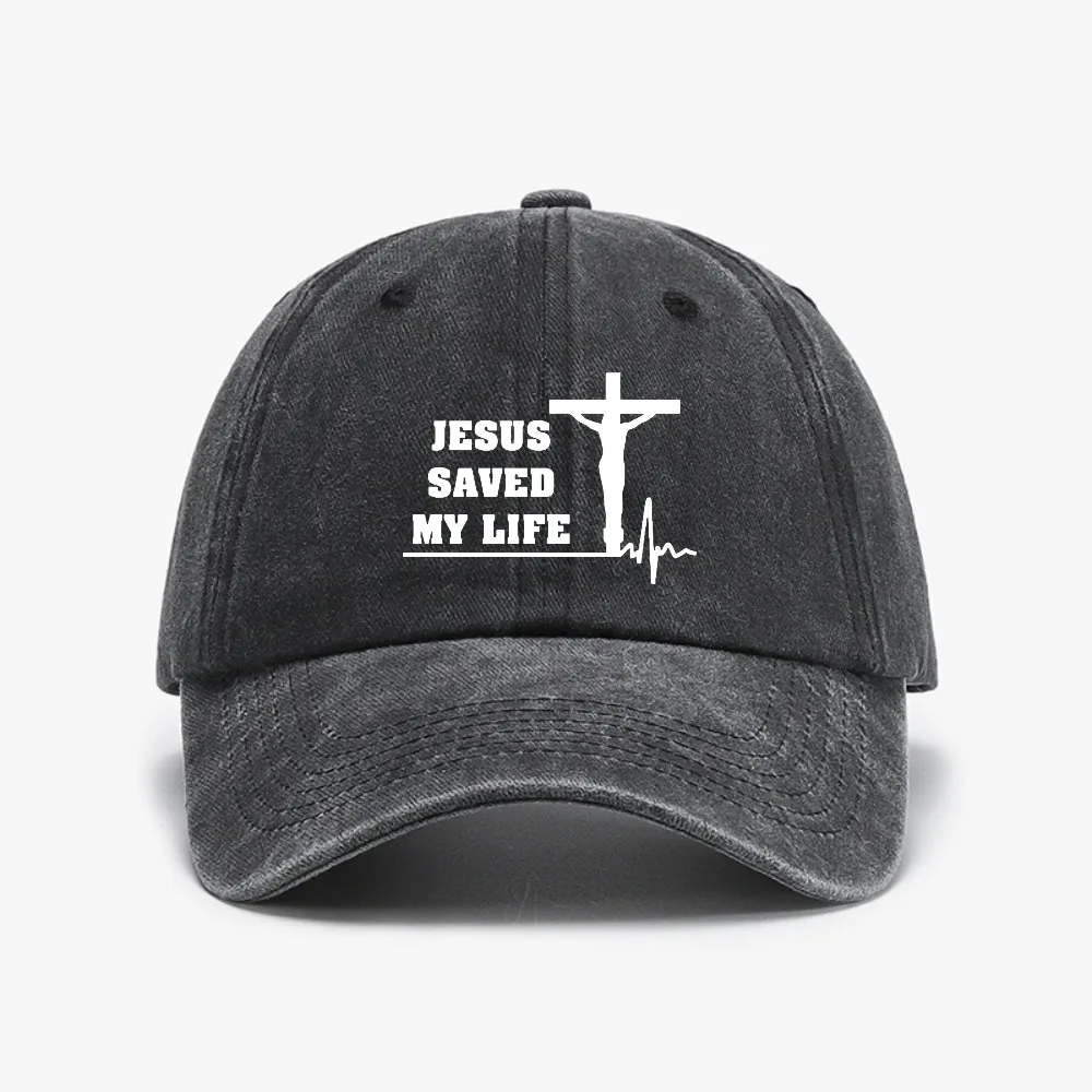 

Jesus Saved My Life Hat Christian Washed Denim Baseball Cap Fashion Casual Men Women Adjustable Snapback Hats bone