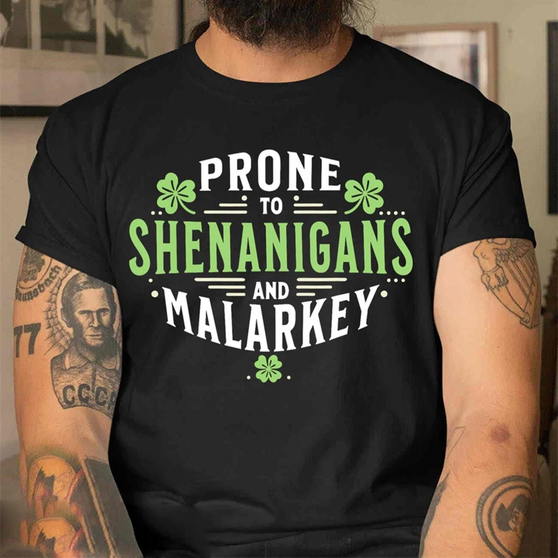 2025 St Patrick Day Short Sleeve T-shirt For Men Ireland Street Lucky Trend T Shirts Festival Fashion Trend Simple Pop Tee Top