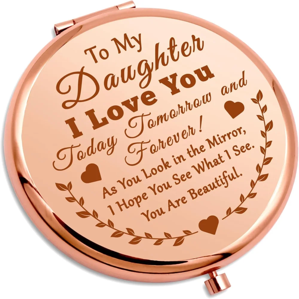 Daughter Inspirational Compact Mirror for Girls From Mom Daughter Graduation Gifts Folding Bonus Birthday Wedding Party Favor