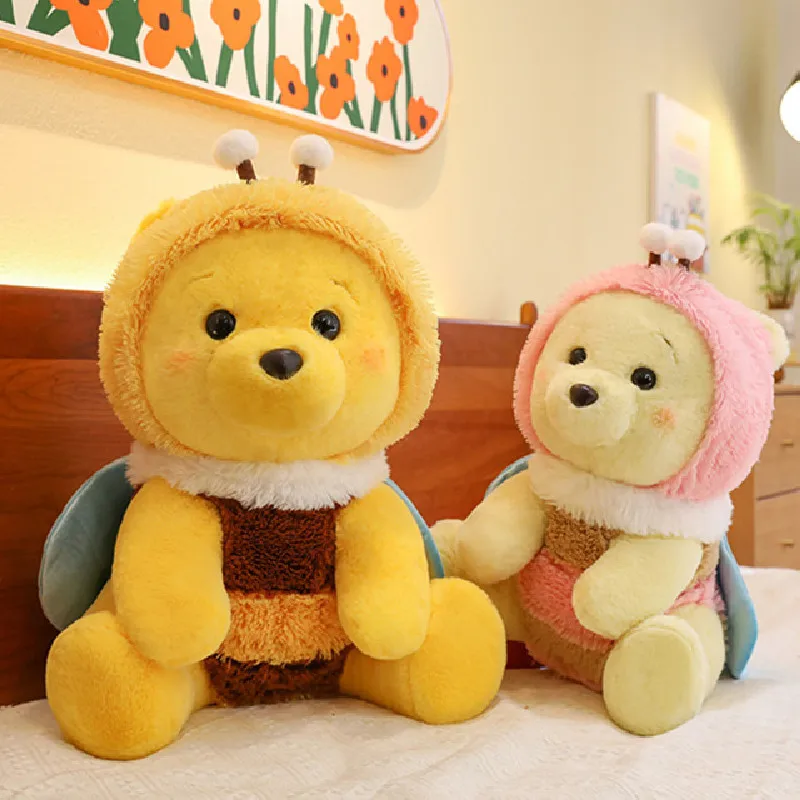 

2024 New Disney Kawaii Anime Bees Winnie The Pooh Plush Toy Sleeping Pillow Cartoon Soft Doll Room Decor Toys For Children Gift