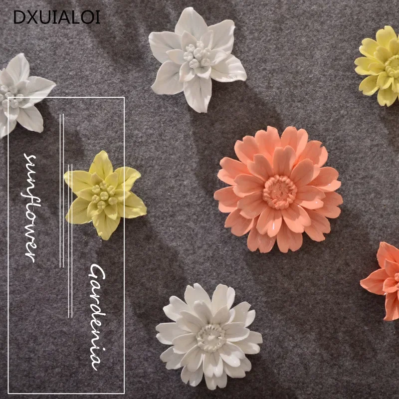 1pcs Ceramic Flower Wall Hangings Hanging Decoration Creative Living Room Bedroom TV Background Wall Solid Wall Decoration