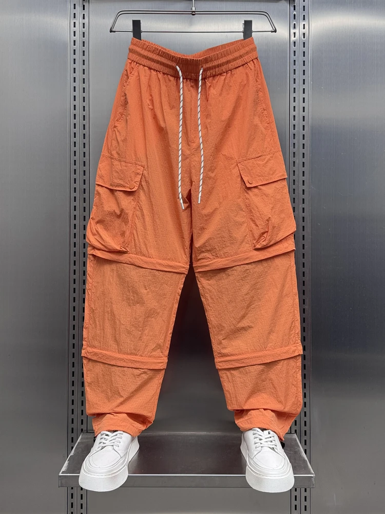 

Лето 202, модная американская уличная свободная прямая спортивная одежда, повседневные брюки, мужские корейские брюки для рабочей одежды