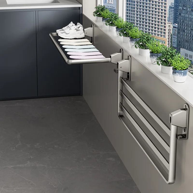 

Balcony folding drying rack No punching wall-mounted rack Window rack Indoor window sill shoe artifact