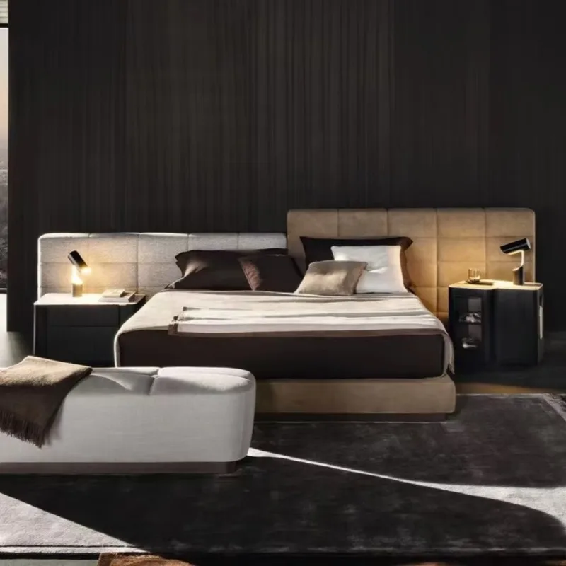 Double King Wood Framed Bed Queen Wholesale Luxury Modern Bedroom Furniture Set