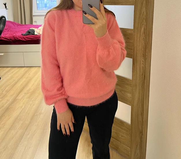 

New Customizable mink Cashmere Sweater Women's Winter Angora Top Pullover Loose Knitting S23211