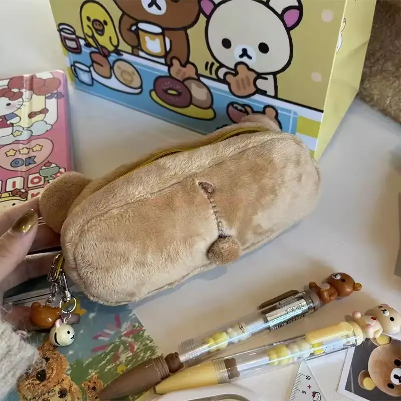 Kawaii Rilakkuma Pencil Cases For Kids Girls Ins Hot Cute Cartoon Bear Pencil Pouch Organizer Pen Bag School Stationeries Gifts image 3