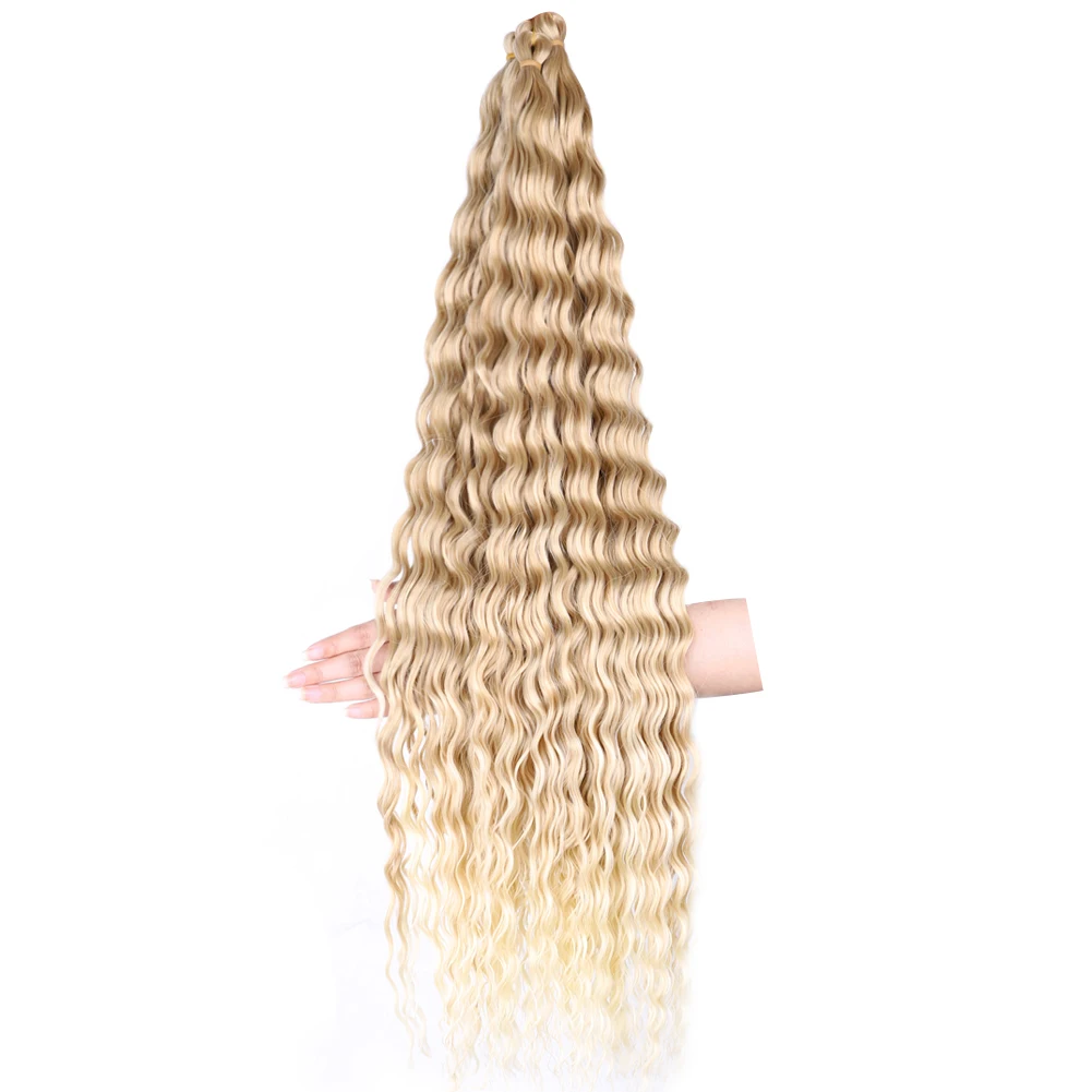 32 Inch Curly Synthetic Braiding Hair 100g Deep Wave Bulk Hair Colored Wet and Wavy Crochet Extension for Braiding No Weft