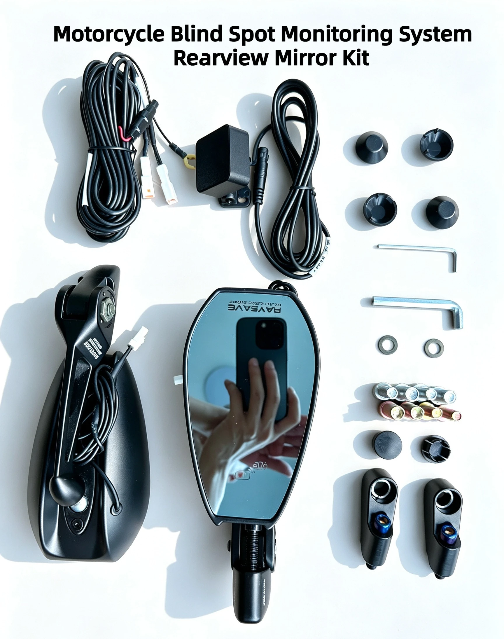 Motorcycle Safety Kit BSD Radar Blind Spot Detection Rearview Mirror Set IP67 Waterproof Motorcycle Warning System