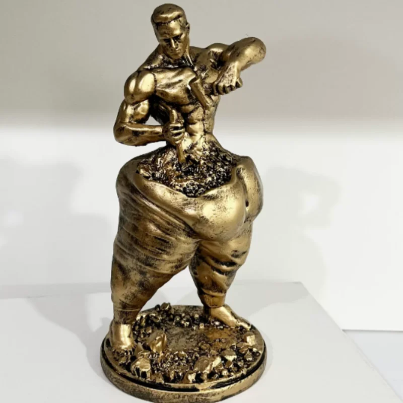 Vintage Carved Resin fitness man figure Statue - Traditional Bodybuilding Figurine, Home Desktop Gym Decor & Collectible