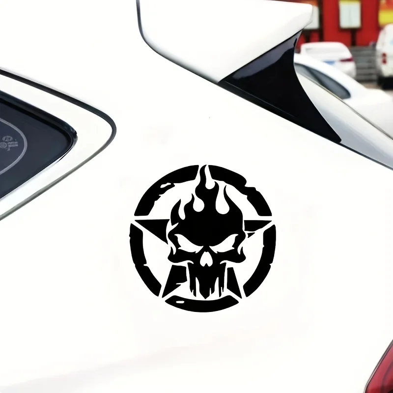 1 قطعة أسود أبيض الجمجمة لهب ستار نمط سيارة ملصق مائي الزخرفية لملحقات الكمبيوتر المحمول السيارة