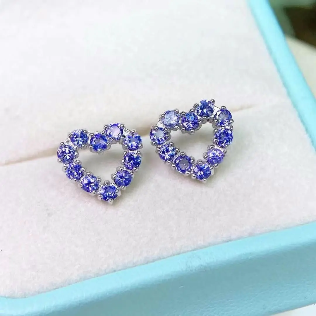 

ZECAA Tanzanite Jewelry Tanzanite Stud Earrings For Woman With Natural Tanzanite Stone 3*3mm Tanzanite Stud Earrings Jewelry