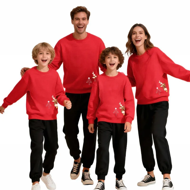 

Family Matching Christmas Sweatshirt Mickey Minnie Cotton Apparel Parent Child Couple Unisex Adult Kids Holiday Wear Christmas