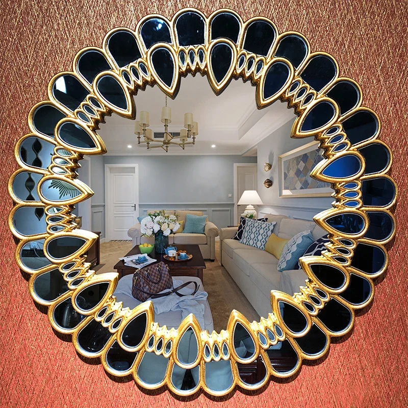 

Vintage Decorative Mirrors Living Room Luxury Vanity Round Wall Mirror European Designer Macrame Espejo Aumento Wall Decor