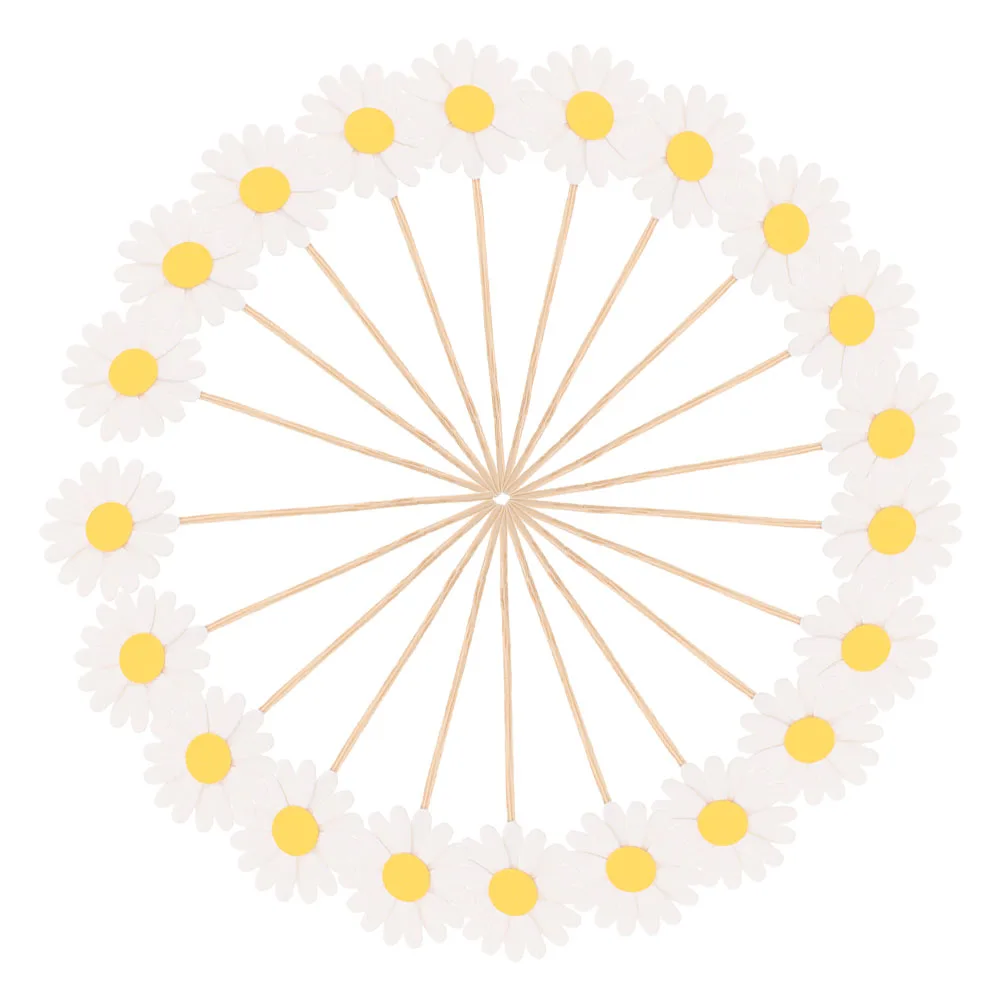 

36 PCS Cake Decoration Cupcake Toppers Daisy Picks Happy Birthday for Cakes Party Decorations Floral