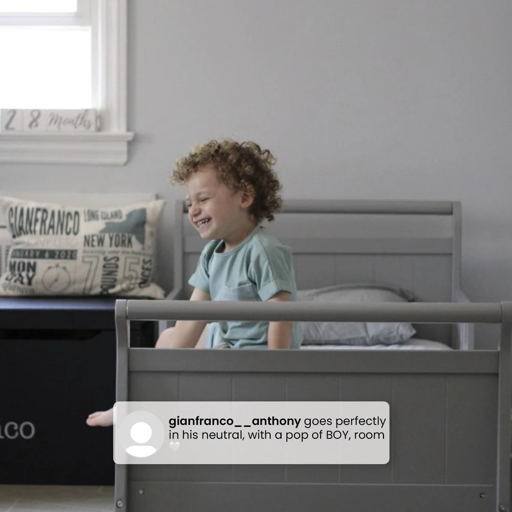 Wood Sleigh Toddler Bed Greenguard Gold Certified Safe Low Profile Design with Guardrails Easy Access and Security