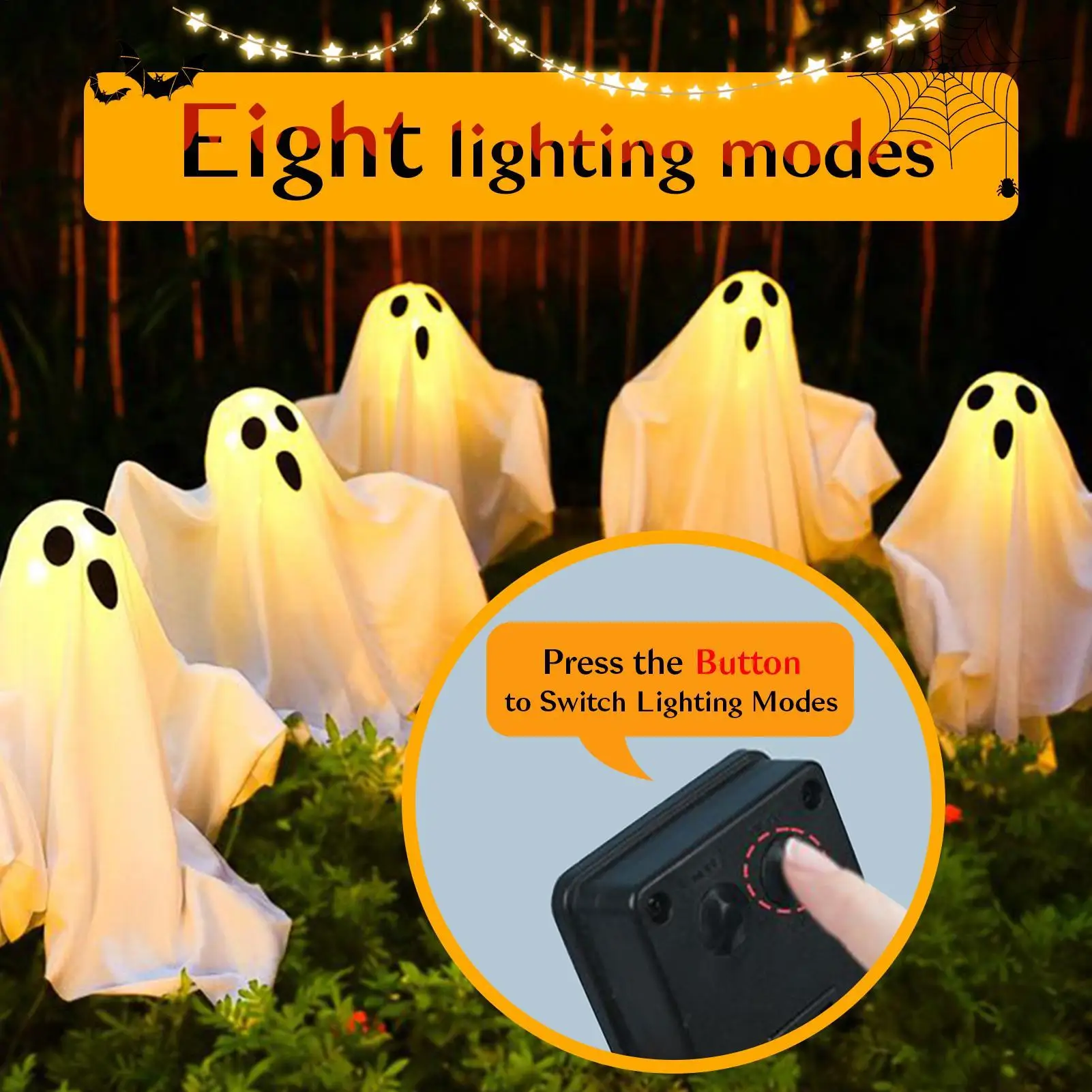 

Солнечные фонари для дорожек, Хэллоуин, солнечные фонари для кольев, жуткий сад, внешний декор для забора, двора, патио, дорожки, фестиваля, праздника