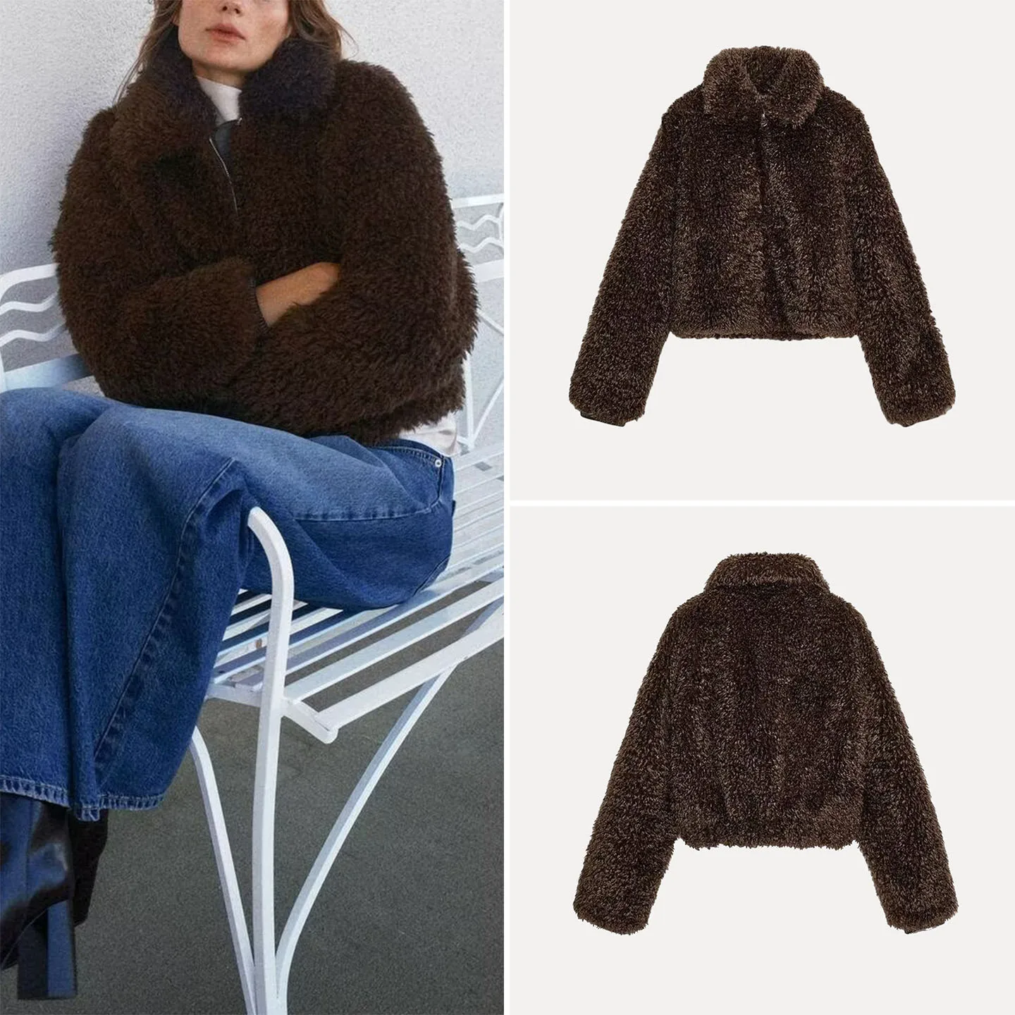 

Z Women's Faion Long Fce Jaet Casual Sle Stand Fit Outerwear ort Coat Flip Collar Zipper Closure Autumn 2025