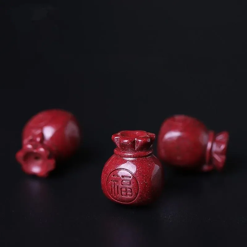 5pc Red Cinnabar Chinese Blessing Bag Pendant DIY Bracelet Phone Chain Key Earrings Jewellery Fashion Accessories Woman Amulet