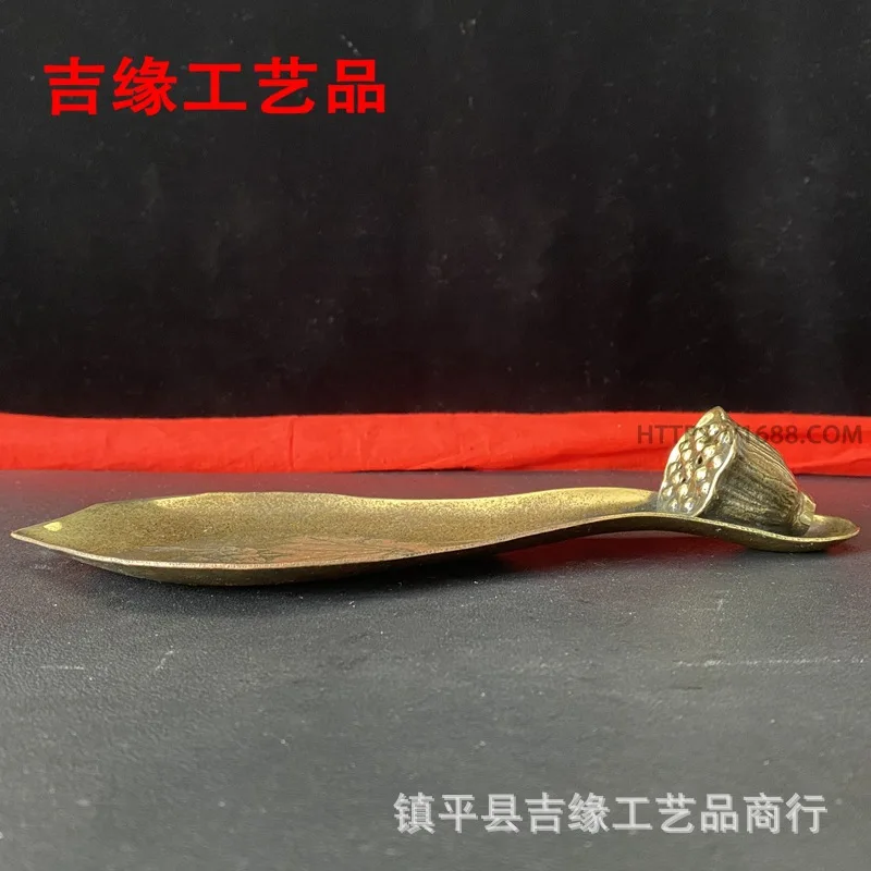 

Antique Three-Hole Lotus Holder Vintage Home Decor Tray Stick Stand Incense Burner Copper I