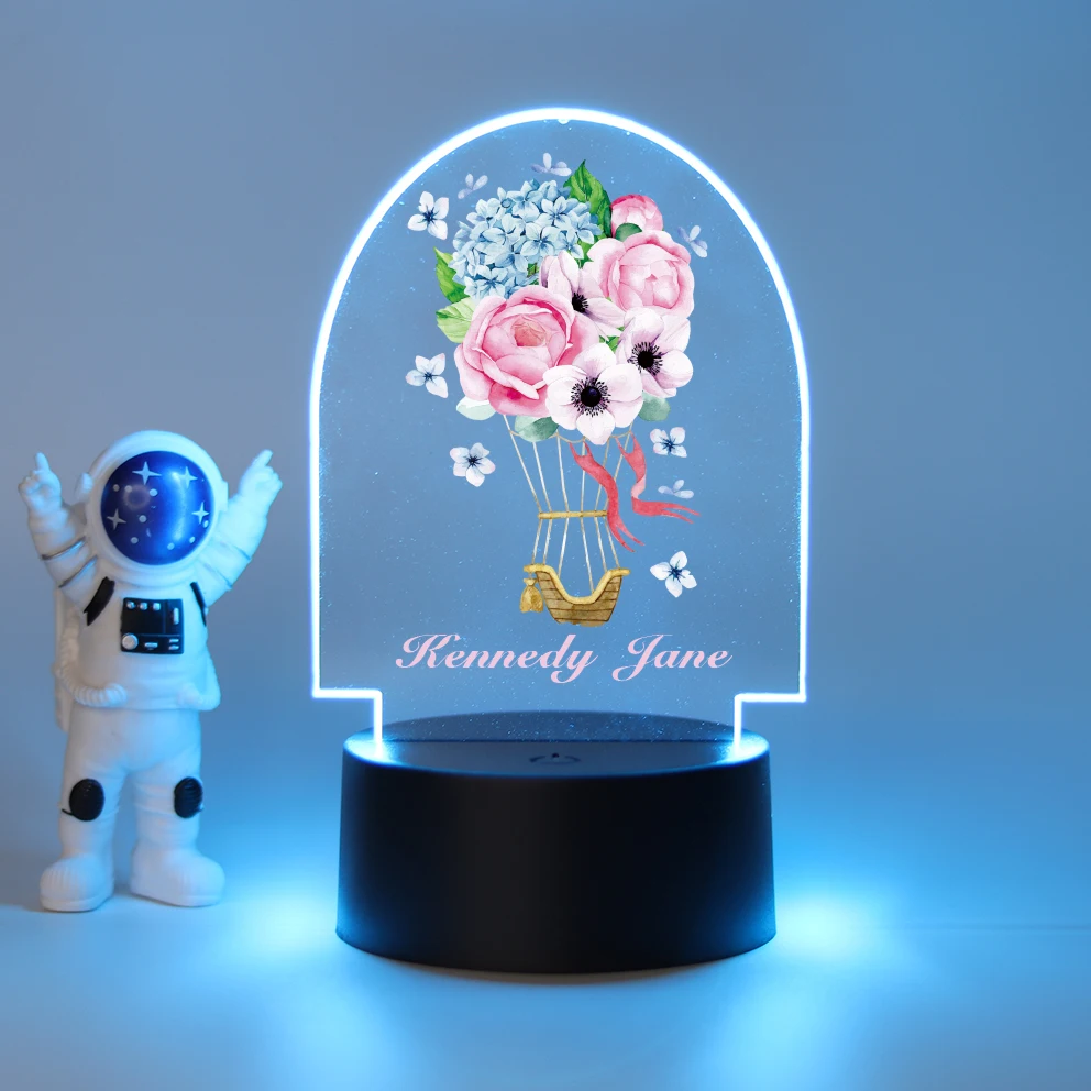 

Personalized Custom Flower Beauty Children'S Lamp 3D Night Light With Crack Basebirthday Gift Birthday Party Decor