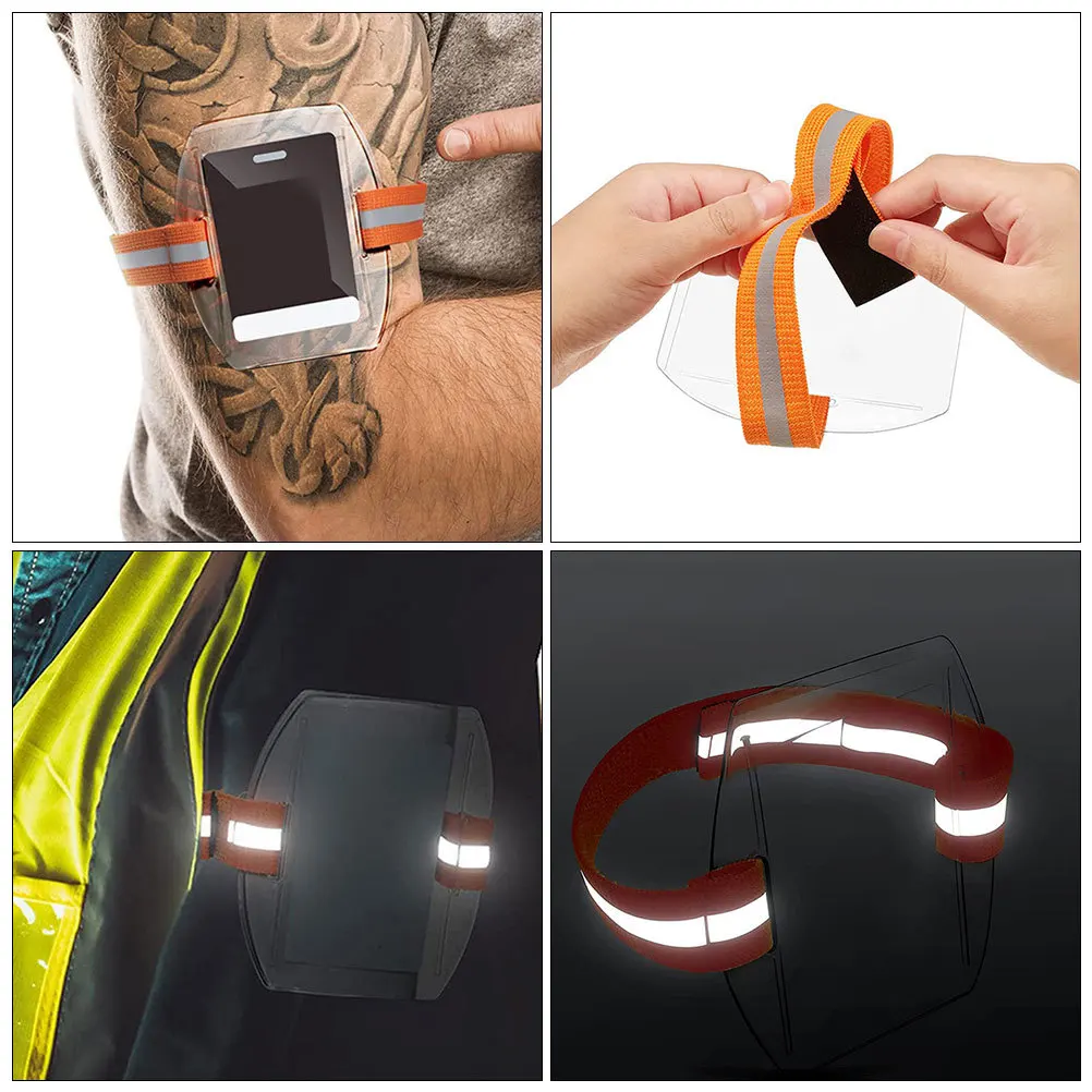 

6pcs Arm Badge Wallet Waterproof Adjustable Id Holder Clear Pvc Transparent Name Tag Carrier High Visibility Armband Card Sleeve