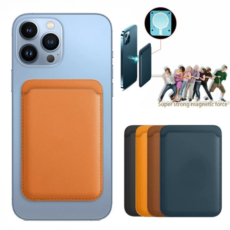 Phone Leather Magsafe Back Cover Case with Magnetic Card Holder Sleeve and Pocket for IPhone 16 15 14 13 12 Protective Design view 2