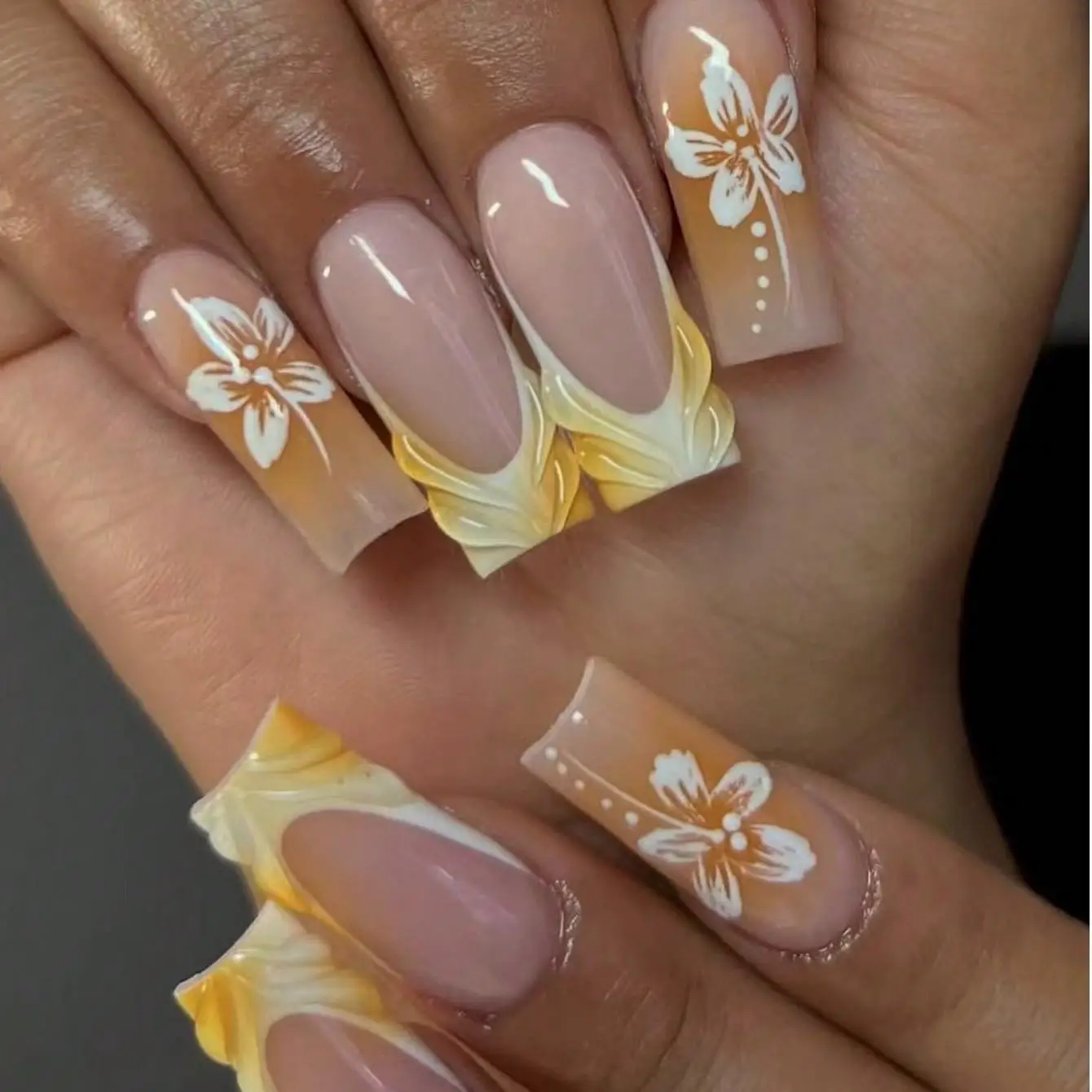 

24Pcs Simple Square False Nails Press on Nails Накладные Ногти Minimalist Ballet Nude Color Sunflower Short Wearable Fake Nails