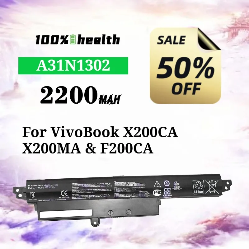 A31N1302 2200mAh Laptop Battery for ASUS VivoBook X200CA/X200MA/F200CA Lithium Rechargeable Battery