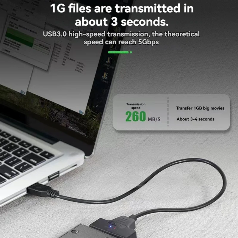 كابل محول SATA إلى USB 3.0 لمحركات أقراص SSD/HDD مقاس 2.5 بوصة، يدعم سرعة تصل إلى 5 جيجابت في الثانية
