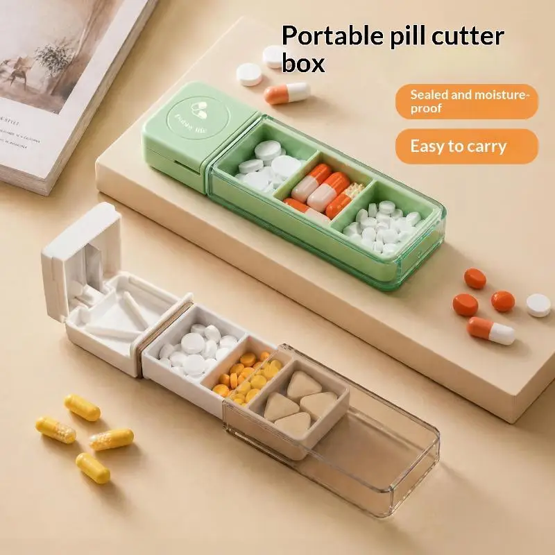 Portable Colorful 3 Spaces Medicine Case Health Care Container Case Pill Box Splitters Travel Pill Box Tiny Box Easy To Carry