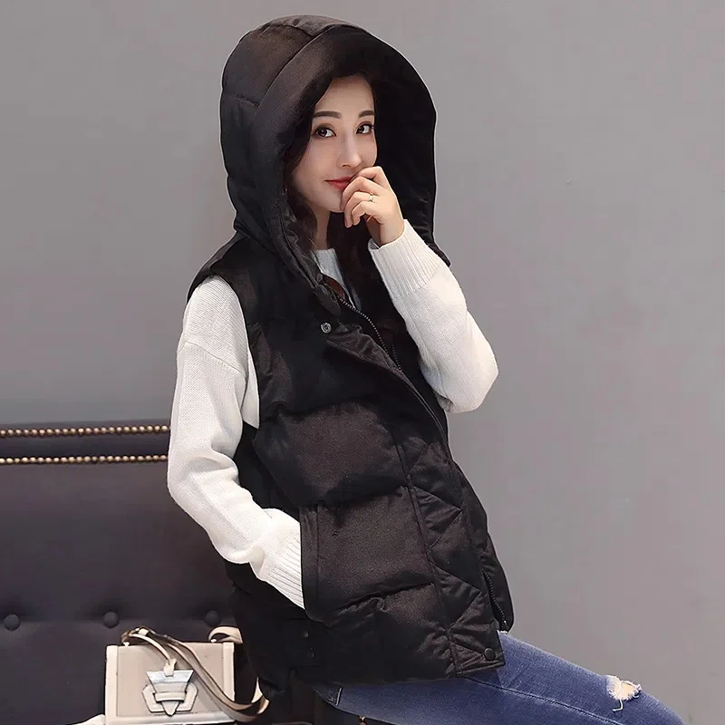 

2022 Autumn/winter New Women's Cotton Vest Short Korean Version Slimming 100 With Down Cotton Vest Women Coat Tide Pure Color X5