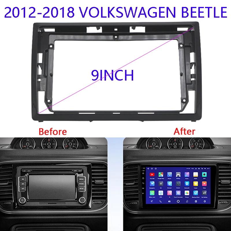 9INCH Car Radio Frame Kit For VW Volkswagen Beetle 2012-2018 Auto Stereo Head Unit Dash Panel Mounting Fascia