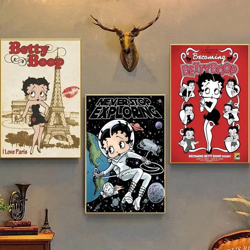 Cute B-BettyS Boop Poster Bedroom Living Room Study & Beyond Self Adhesive Decor Perfect Gift