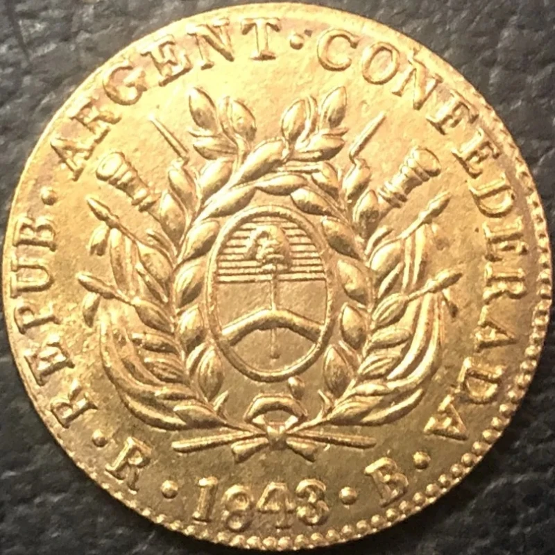 1843 La Rioja 2 Escudos Gold Copy Coin - Image 2