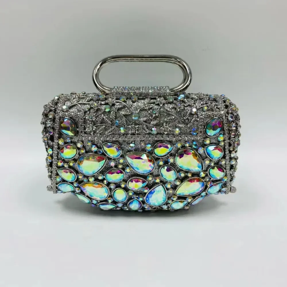 

XIYUAN Woman Wedding Bridal Colorful Banquet Prom Purse Crystal Elegant New Dinner Cocktail Evening Bag Diamond Party Handbag