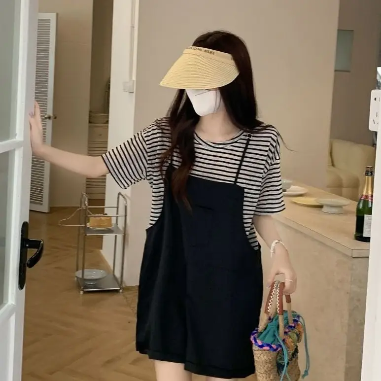 

Rompers Playsuits Women Solid Korean Style Summer High Waist Loose Fashion Casual All-match Simple Pure Wide Leg Vintage Y2K