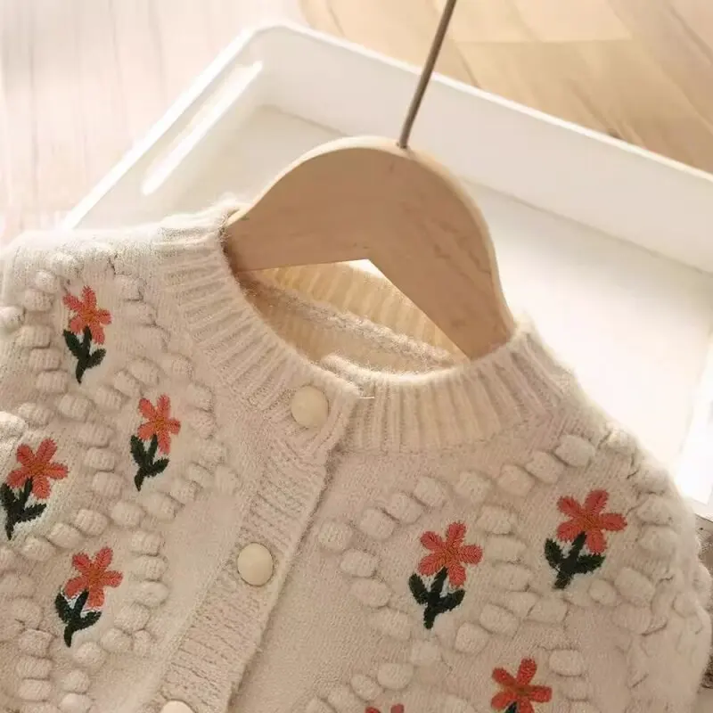 Sweter kardigan anak-anak Sweater rajut gadis musim semi musim gugur lucu warna-warni pakaian luar kasual warna permen usia 1-12 tahun